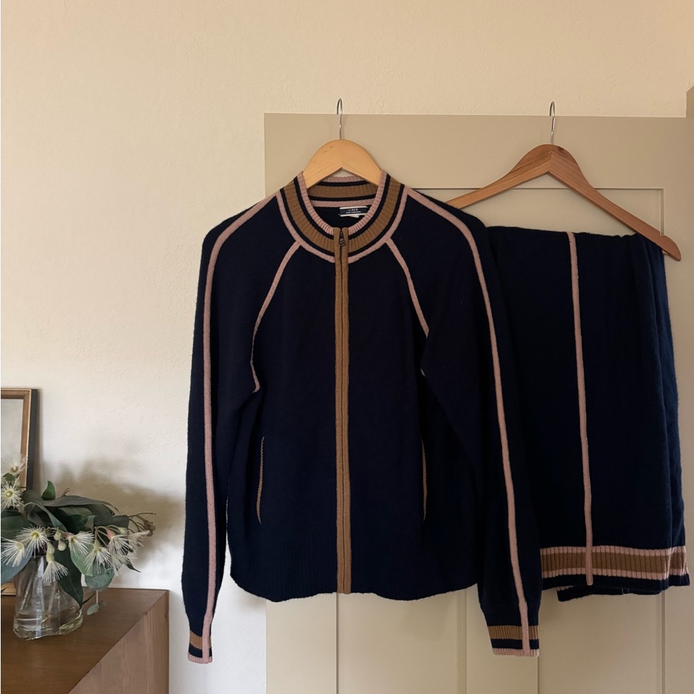 J. Crew Dark Blue and Beige Women's Cardigan